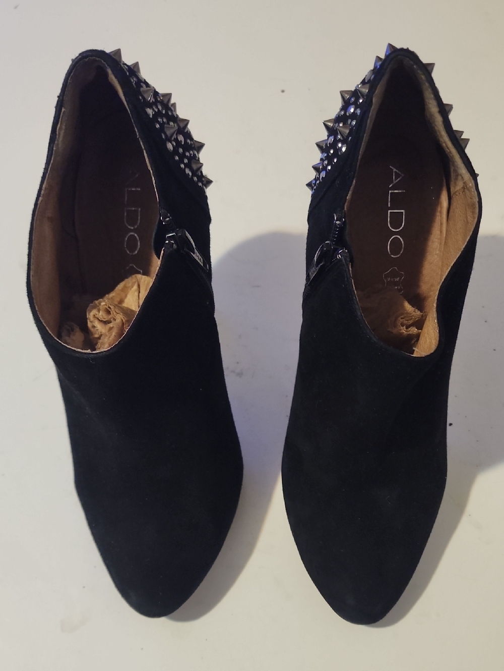 Aldo Black Studded Suede Ankle Booties